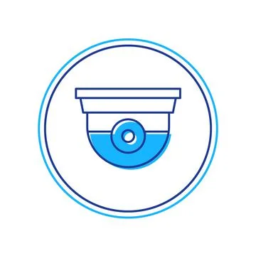 Filled outline Security camera icon isolated on white background. Vector Illustrazione stock