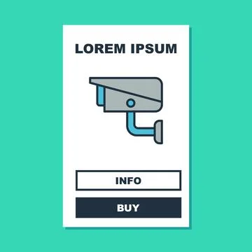 Filled outline Security camera icon isolated on turquoise background. Vector Stock Illustration