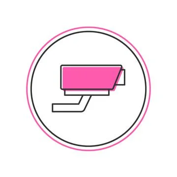 Filled outline Security camera icon isolated on white background. Vector Illustrazione stock