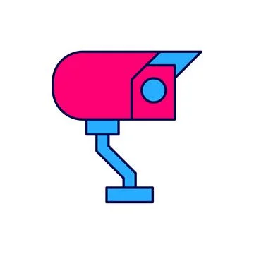 Filled outline Security camera icon isolated on white background.  Vector Stock Illustration