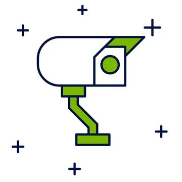 Filled outline Security camera icon isolated on white background.  Vector Illustrazione stock