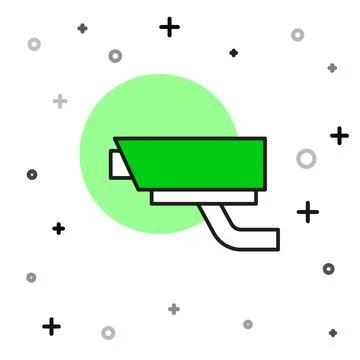 Filled outline Security camera icon isolated on white background.  Vector Illustrazione stock