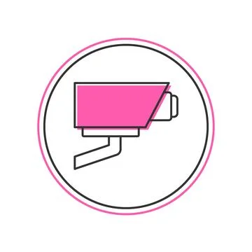 Filled outline Security camera icon isolated on white background.  Vector Stock Illustration