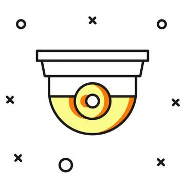 Filled outline Security camera icon isolated on white background. Flat fill.. Illustrazione stock
