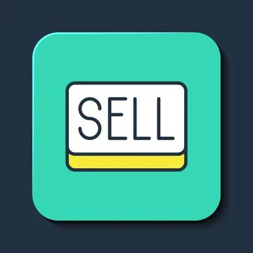 Filled outline Sell button icon isolated on blue background. Financial and stock Stock Illustration