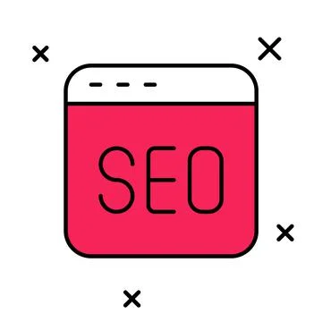 Filled outline SEO optimization icon isolated on white background. Vector イラスト素材