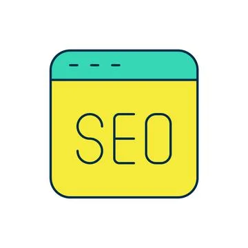 Filled outline SEO optimization icon isolated on white background. Vector Stock Illustration