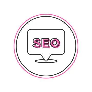 Filled outline SEO optimization icon isolated on white background.  Vector Illustrazione stock