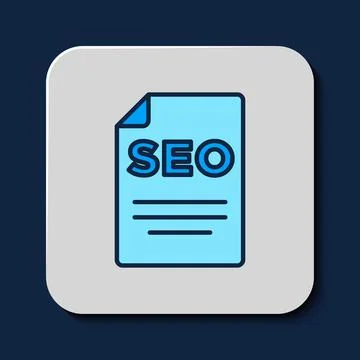 Filled outline SEO optimization icon isolated on blue background.  Vector Stockillustratie