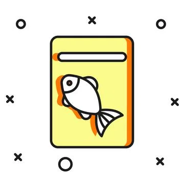 Filled outline Served fish on plate icon isolated on white background. Flat.. Stock Illustration