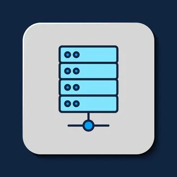 Filled outline Server, Data, Web Hosting icon isolated on blue background. .. Stock Illustration
