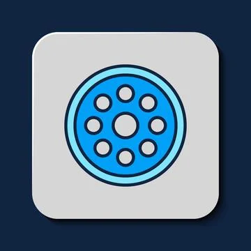 Filled outline Sewing button for clothes icon isolated on blue background. Cl Stock Illustration