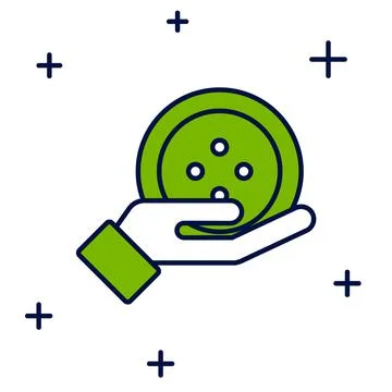 Filled outline Sewing button for clothes icon isolated on white background. C Stock Illustration