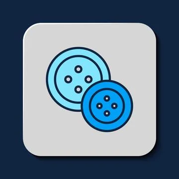Filled outline Sewing button for clothes icon isolated on blue background Illustrazione stock