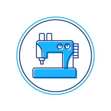 Filled outline Sewing machine icon isolated on white background. Vector Illustrazione stock