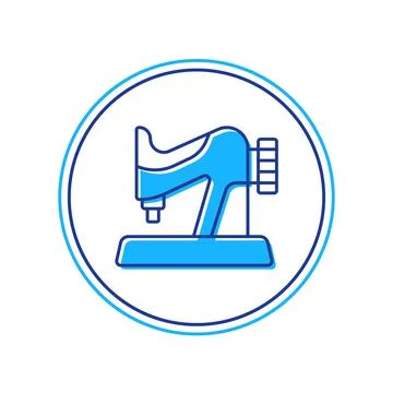 Filled outline Sewing machine icon isolated on white background. Vector Illustrazione stock