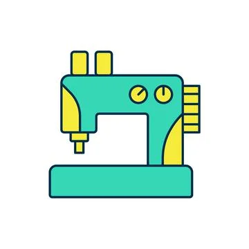 Filled outline Sewing machine icon isolated on white background. Vector Illustrazione stock