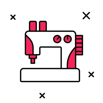 Filled outline Sewing machine icon isolated on white background. Vector Stock Illustration