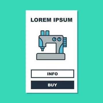 Filled outline Sewing machine icon isolated on turquoise background. Vector Stock Illustration
