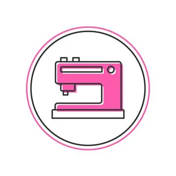 Filled outline Sewing machine icon isolated on white background.  Vector Stock Illustration