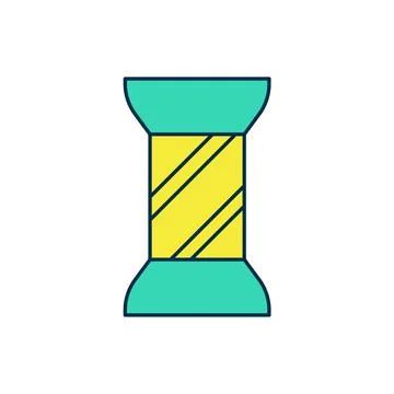 Filled outline Sewing thread on spool icon isolated on white background. Yarn Stock Illustration