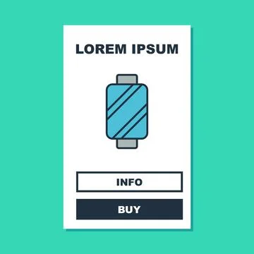 Filled outline Sewing thread on spool icon isolated on turquoise background Stock Illustration