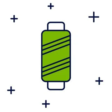Filled outline Sewing thread on spool icon isolated on white background. Yarn Stock Illustration