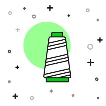 Filled outline Sewing thread on spool icon isolated on white background. Yarn Stock Illustration