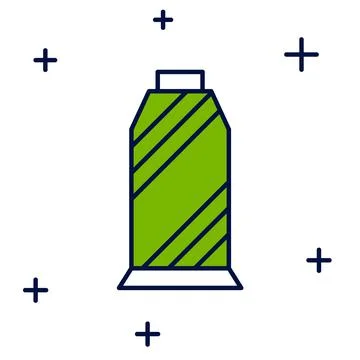 Filled outline Sewing thread on spool icon isolated on white background. Yarn Stock Illustration