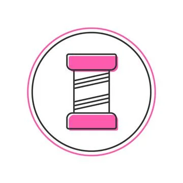 Filled outline Sewing thread on spool icon isolated on white background. Yarn Stock Illustration