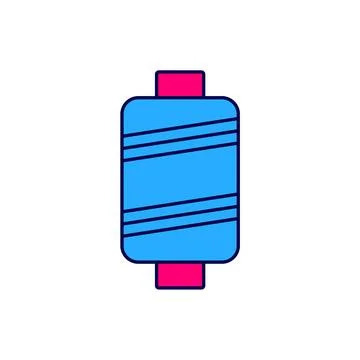 Filled outline Sewing thread on spool icon isolated on white background. Yarn Stock Illustration