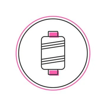 Filled outline Sewing thread on spool icon isolated on white background. Yarn Stock Illustration