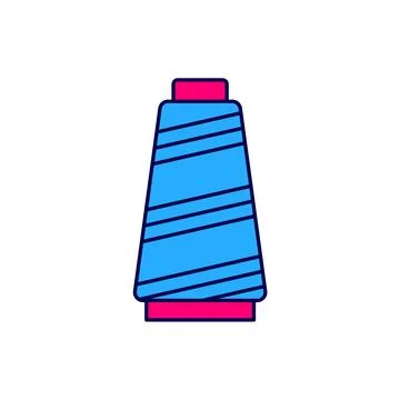 Filled outline Sewing thread on spool icon isolated on white background. Yarn Stock Illustration
