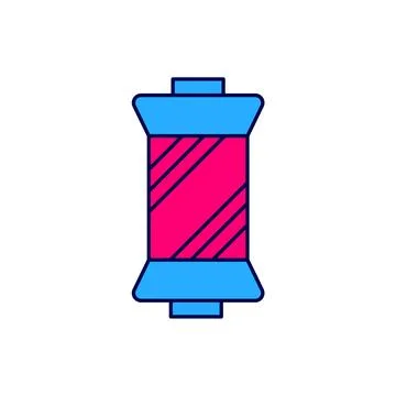 Filled outline Sewing thread on spool icon isolated on white background. Yarn Stock Illustration