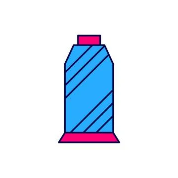 Filled outline Sewing thread on spool icon isolated on white background. Yarn Stock Illustration