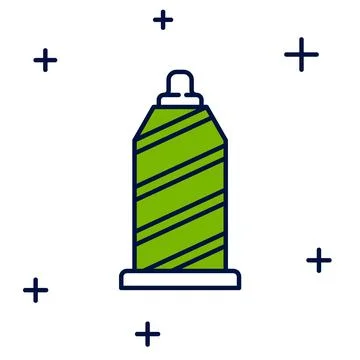 Filled outline Sewing thread on spool icon isolated on white background. Yarn Stock Illustration