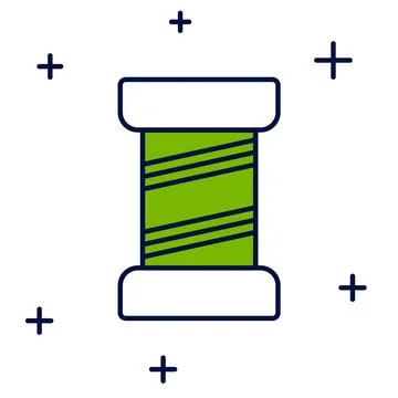 Filled outline Sewing thread on spool icon isolated on white background. Yarn Stock Illustration