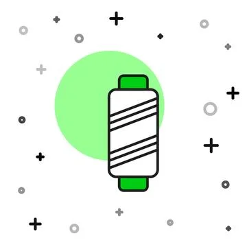 Filled outline Sewing thread on spool icon isolated on white background. Yarn Stock Illustration
