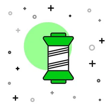 Filled outline Sewing thread on spool icon isolated on white background. Yarn Stock Illustration