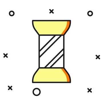 Filled outline Sewing thread on spool icon isolated on white background. Ya.. Stock Illustration