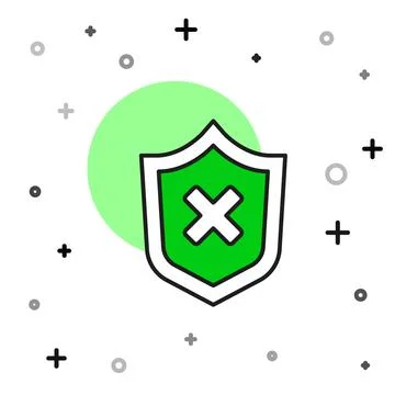 Filled outline Shield with cross mark icon isolated on white background. Shield Stockillustratie