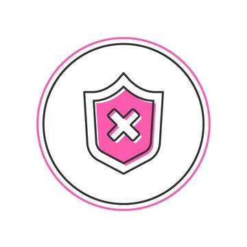 Filled outline Shield with cross mark icon isolated on white background. Shie 库存插图