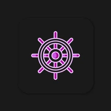 Filled outline Ship steering wheel icon isolated on black background. Flat .. Stock Illustration