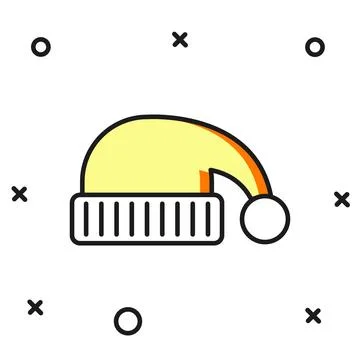 Filled outline Sleeping hat icon isolated on white background. Cap for slee.. Stock Illustration