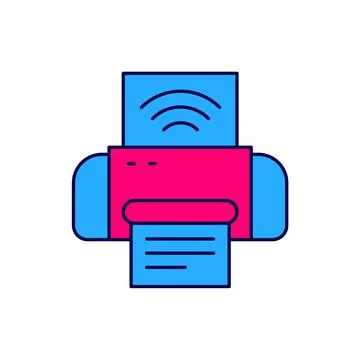 Filled outline Smart printer system icon isolated on white background. Internet 스톡 일러스트