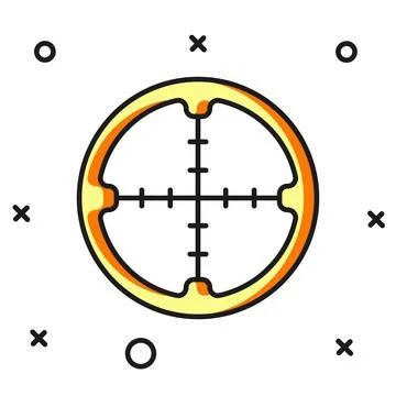 Filled outline Sniper optical sight icon isolated on white background. Snip.. Stock Illustration
