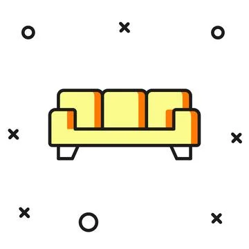 Filled outline Sofa icon isolated on white background. Flat filled outline .. イラスト素材