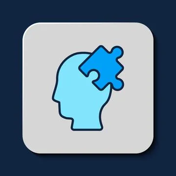 Filled outline Solution to the problem in psychology icon isolated on blue ba Stock Illustration