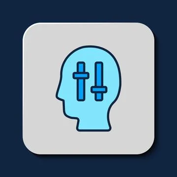 Filled outline Solution to the problem in psychology icon isolated on blue Stockillustratie