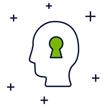 Filled outline Solution to the problem in psychology icon isolated on white Stock Illustration